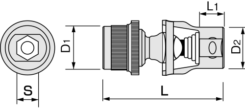 Đầu chuyển lắc léo từ khẩu 1/4 sang vít 6.35mm Tone 2BJT_drawing