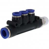 Đầu Nối Nhanh Khí Nén Dạng Chữ T Bốn Nhánh Ren Ngoài Pisco PKD6-4-01SUS