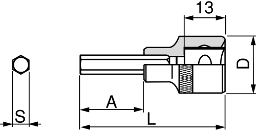 Đầu Khẩu Lục Giác DR.3/8 - 6mm Tone 3H-06_drawing