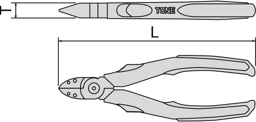 Kìm Cắt Chéo Đàn Hồi 150mm Tone KNC-150G_drawing