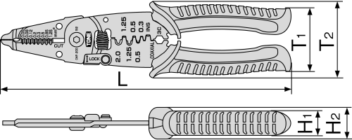 Kìm Tuốt Dây Điện 200mm Tone CMP-200_drawing