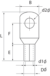 Đầu Cosse Đồng Trần 90 Độ KST 10 mm2 TLK10-5-90D_drawing