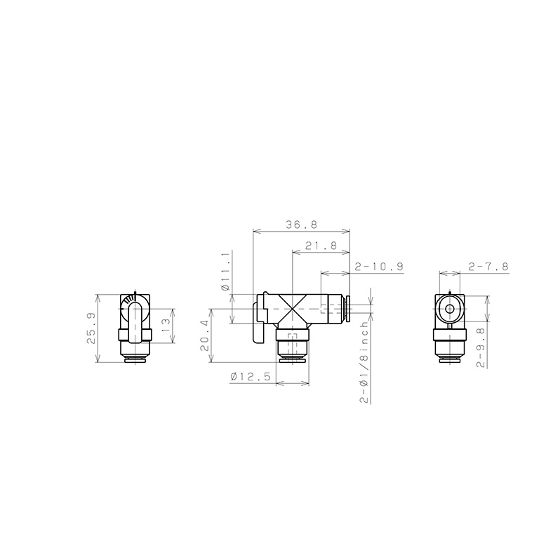 Van Bi Khí Nén, Loại Mini Pisco BVLU1/8-1/8_drawing