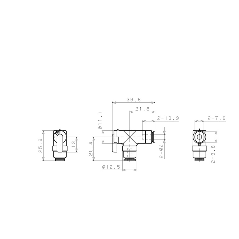 Van Bi Khí Nén, Loại Mini Pisco BVLU4-4_drawing