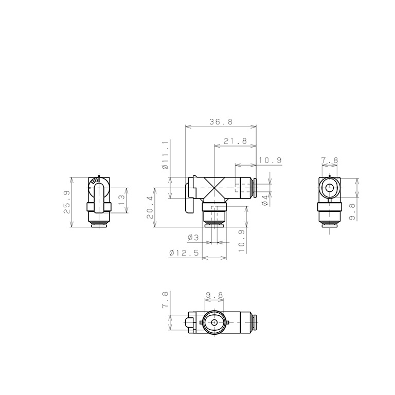 Van Bi Khí Nén, Loại Mini Pisco BVLG3-4_drawing