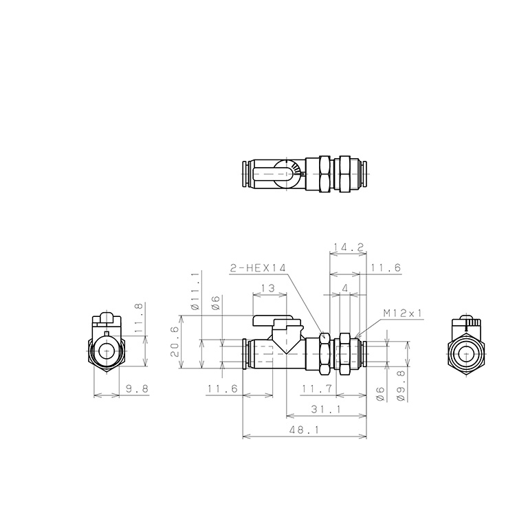 Van Bi Khí Nén, Loại Mini Pisco BVM6-6_drawing