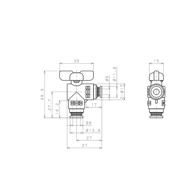 Van Bi Khí Nén, Loại 20 & 60 Pisco BVLG20-0608_drawing