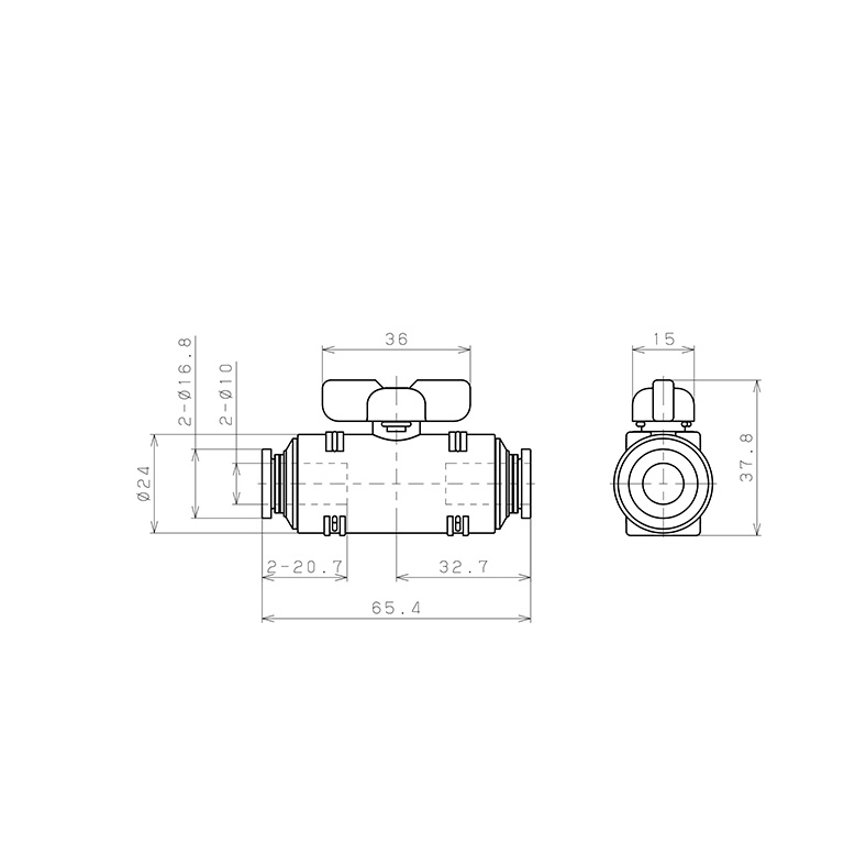 Van Bi Khí Nén, Loại 20 & 60 Pisco BVU60-1010_drawing