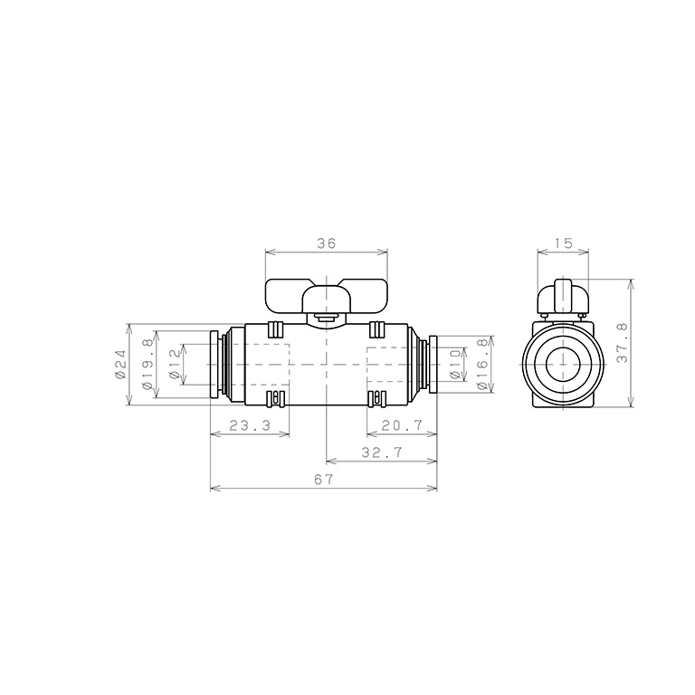 Van Bi Khí Nén, Loại 20 & 60 Pisco BVG60-1210_drawing