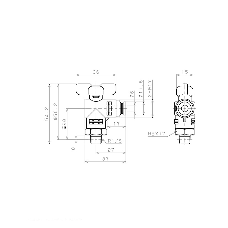 Van Bi Khí Nén, Loại 20 & 60 Pisco BVLC20-0601_drawing