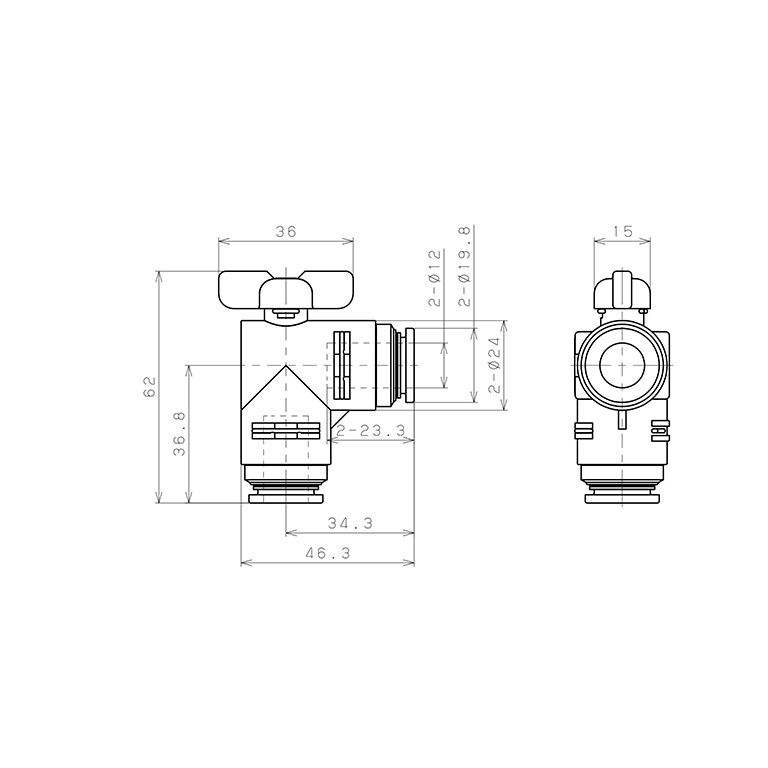 Van Bi Khí Nén, Loại 20 & 60 Pisco BVLU60-1212_drawing