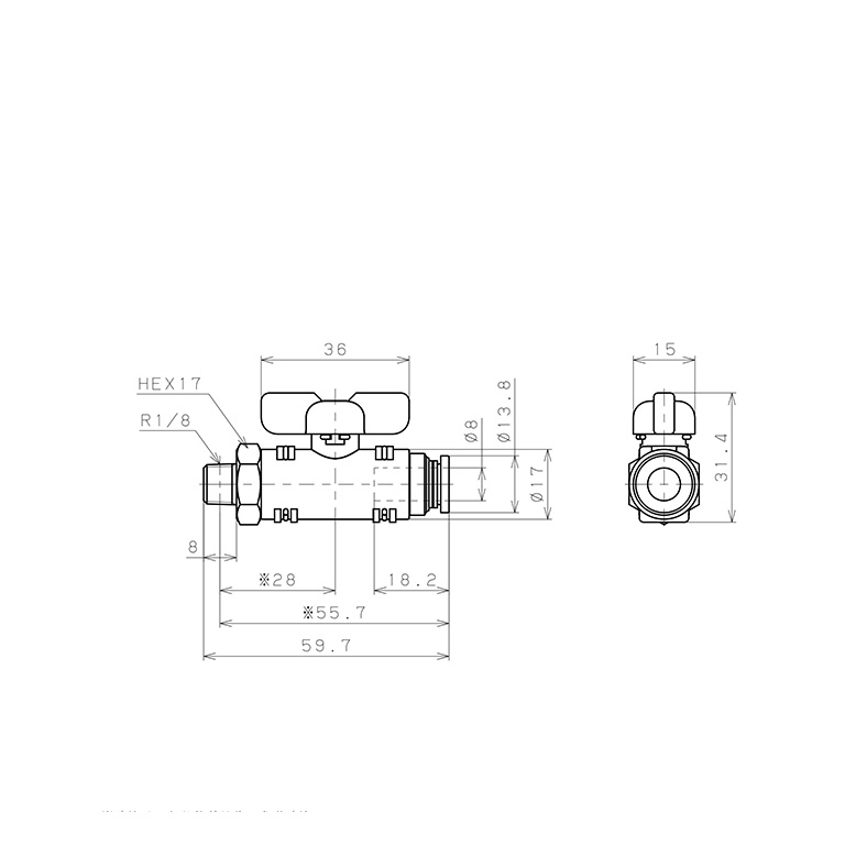 Van Bi Khí Nén, Loại 20 & 60 Pisco BVC20-0801_drawing