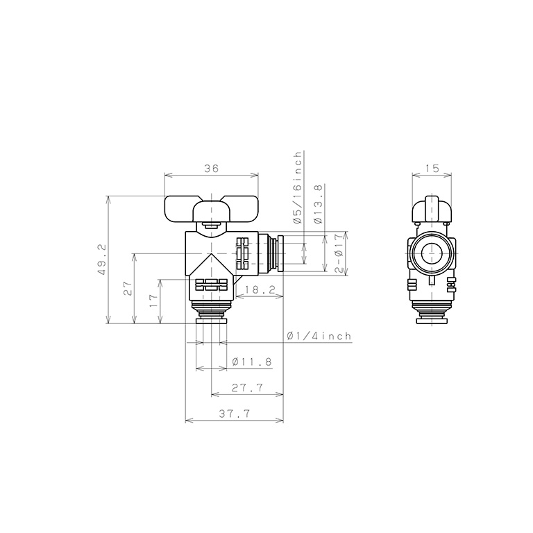 Van Bi Khí Nén, Loại 20 & 60 Pisco BVLG20-5/16-1/4_drawing