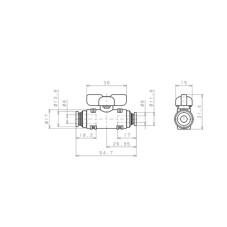 Van Bi Khí Nén, Loại 20 & 60 Pisco BVG20-0806_drawing