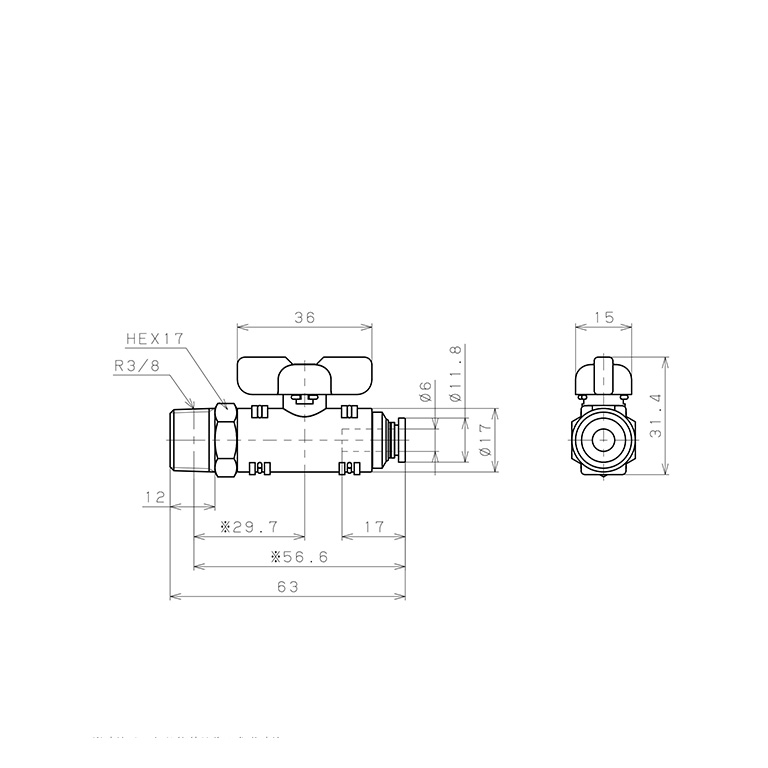 Van Bi Khí Nén, Loại 20 & 60 Pisco BVC20-0603_drawing