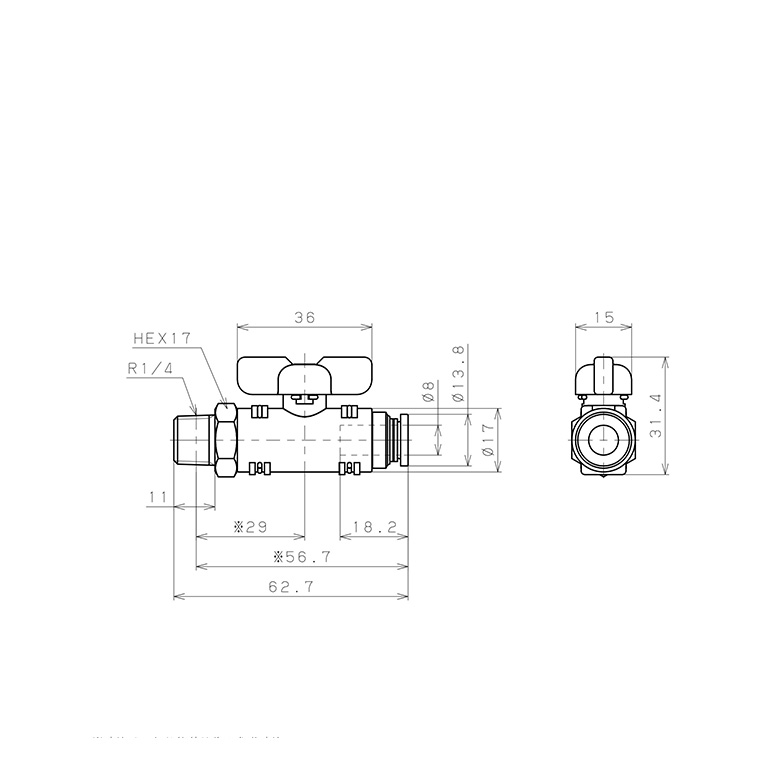 Van Bi Khí Nén, Loại 20 & 60 Pisco BVC20-0802_drawing