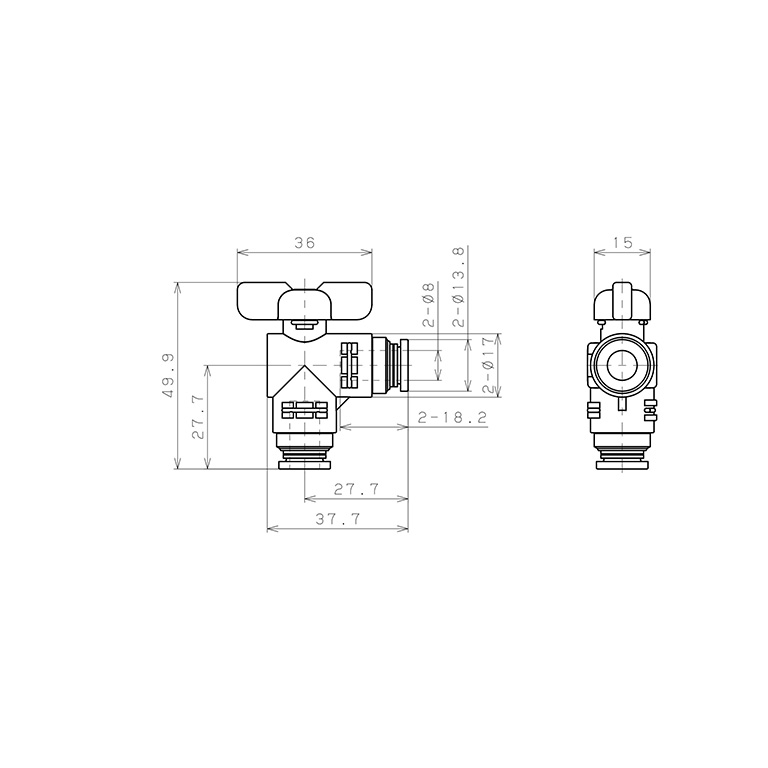 Van Bi Khí Nén, Loại 20 & 60 Pisco BVLU20-0808_drawing