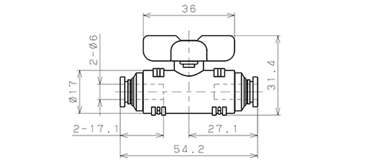 Van Bi Khí Nén Inox 304 Pisco BVU20-0606SUS_drawing