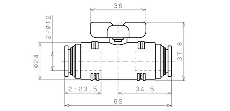 Van Bi Khí Nén Inox 304 Pisco BVU60-1212SUS_drawing