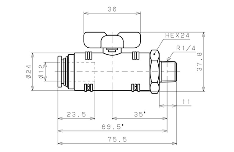 Van Bi Khí Nén Inox 304 Pisco BVC60-1202SUS_drawing