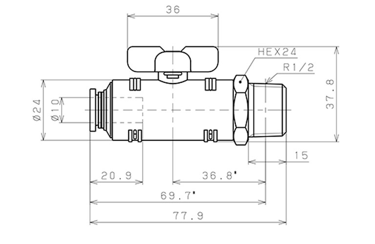 Van Bi Khí Nén Inox 304 Pisco BVC60-1004SUS_drawing