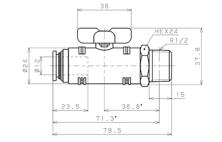 Van Bi Khí Nén Inox 304 Pisco BVC60-1204SUS_drawing