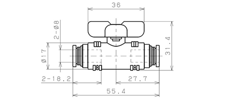 Van Bi Khí Nén Inox 304 Pisco BVU20-0808SUS_drawing