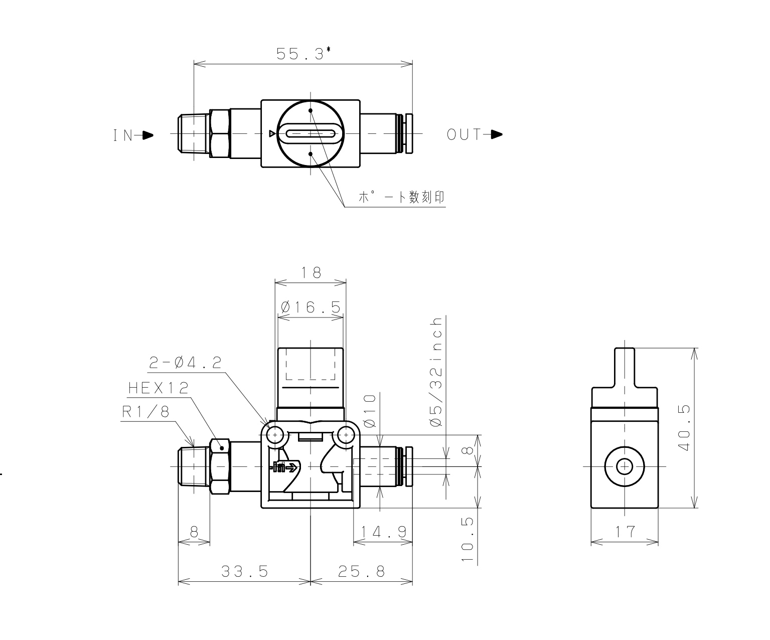 Van Tay Khí Nén Pisco HV01-5/32_drawing