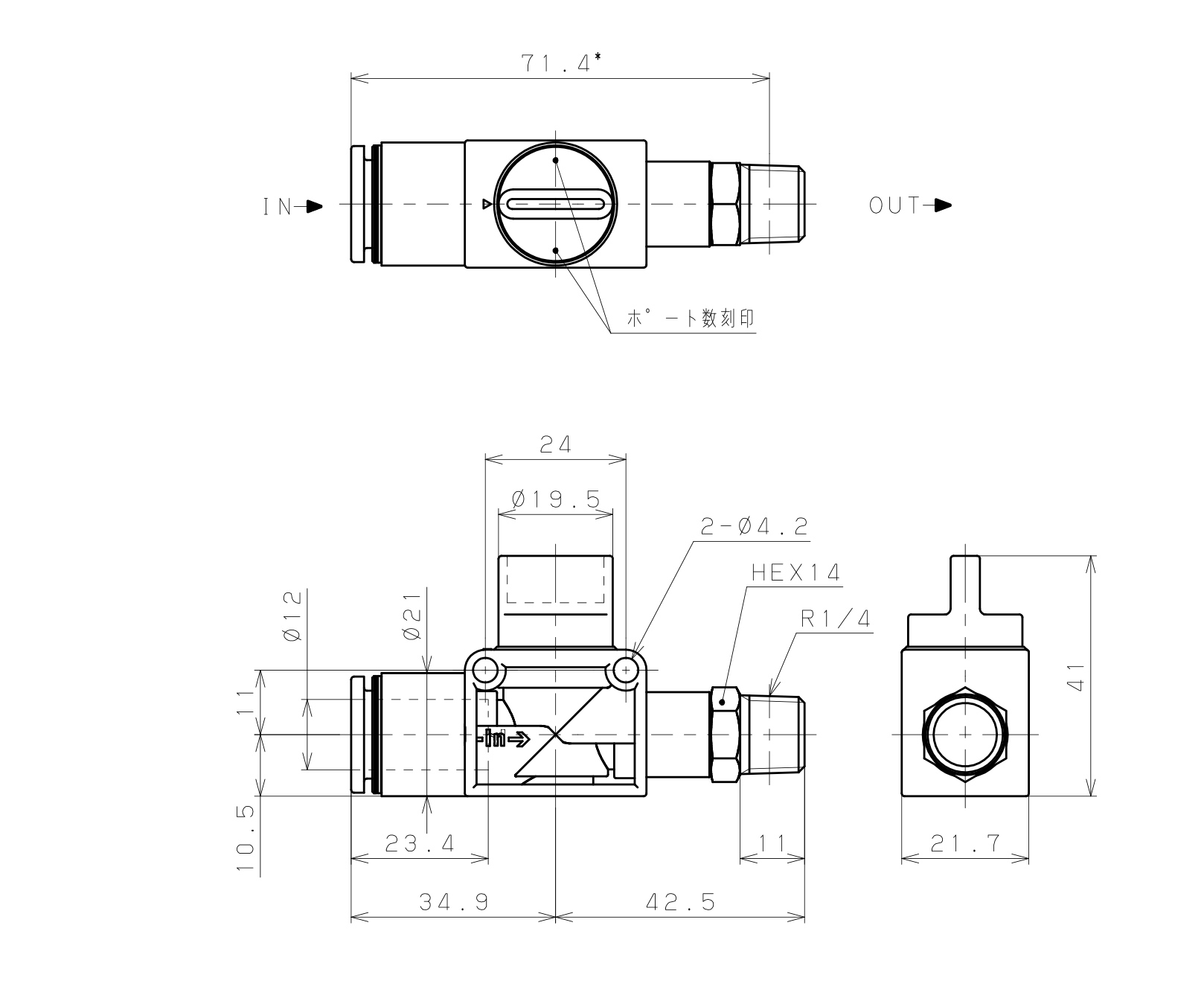 Van Tay Khí Nén Pisco HV12-02_drawing