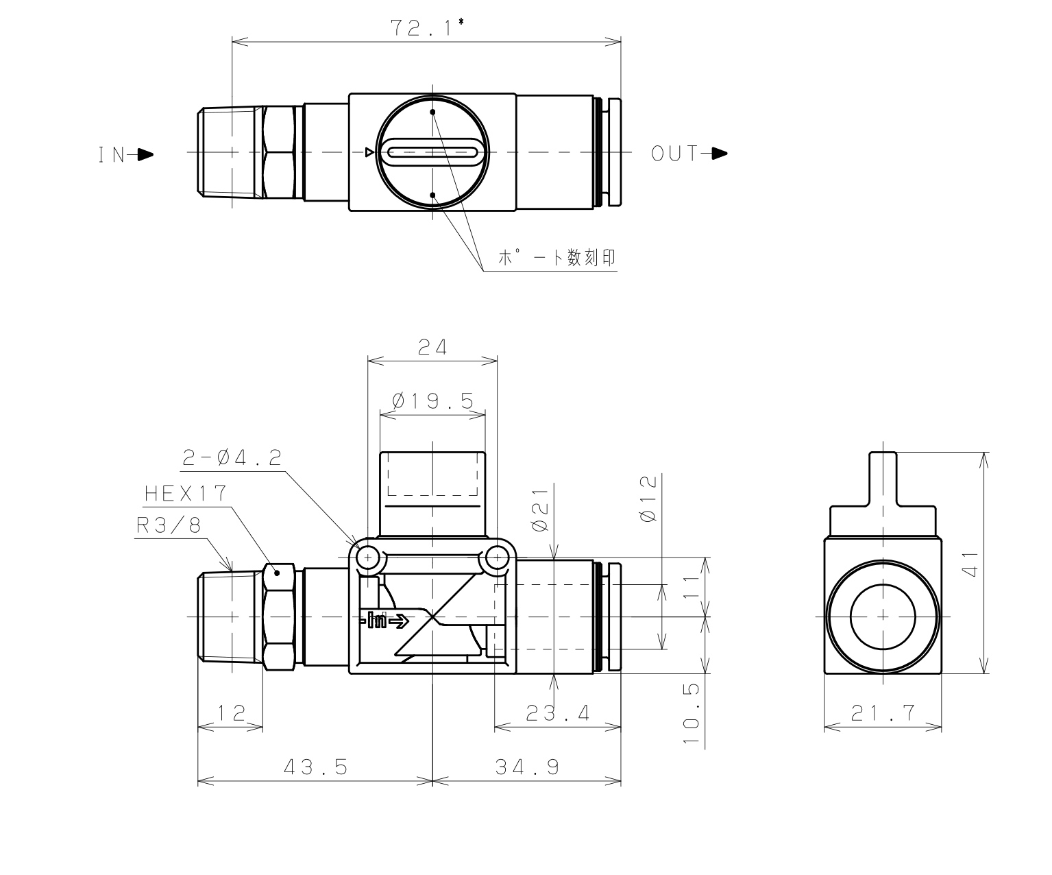 Van Tay Khí Nén Pisco HV03-12_drawing