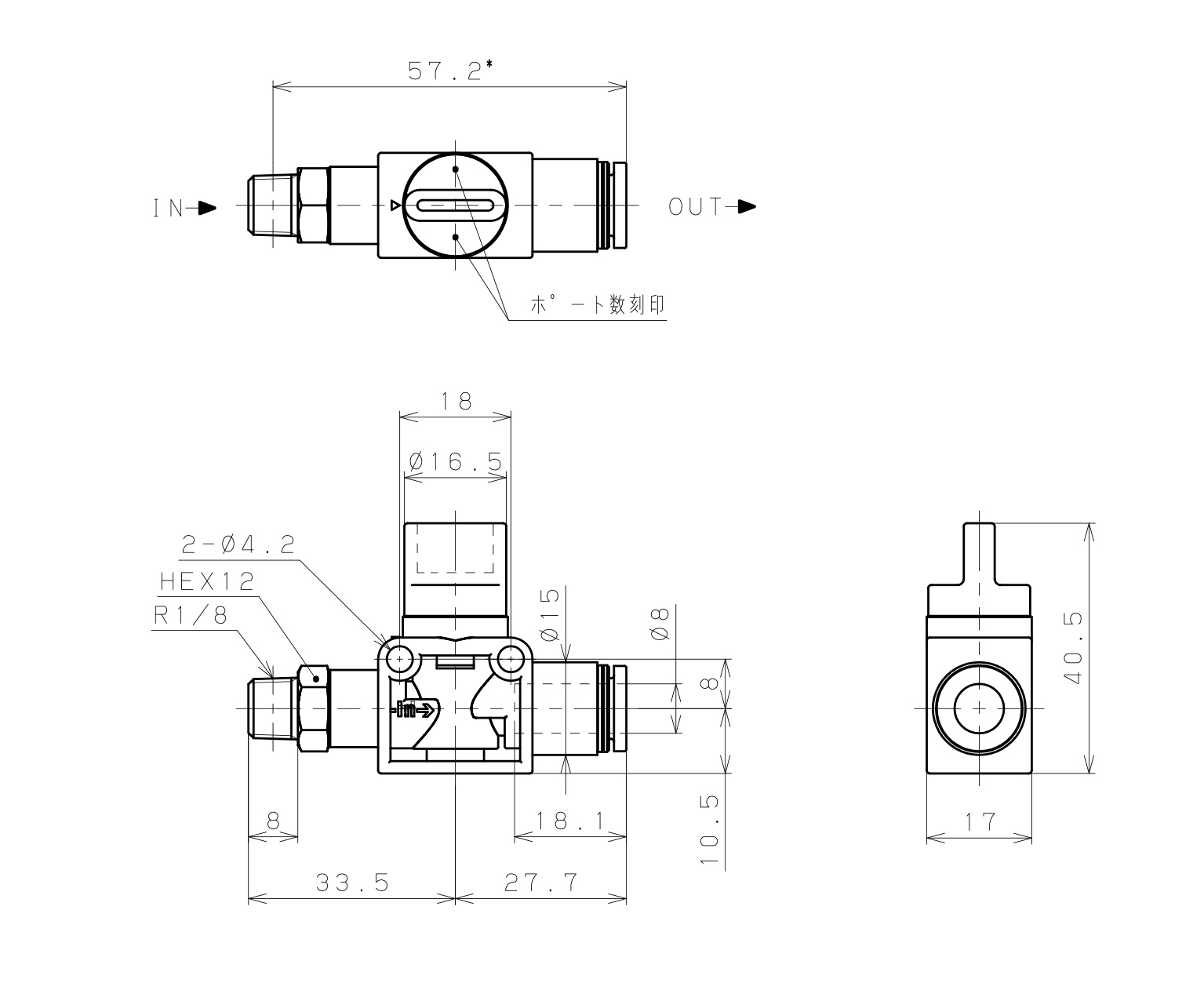 Van Tay Khí Nén Pisco HV01-8-2_drawing