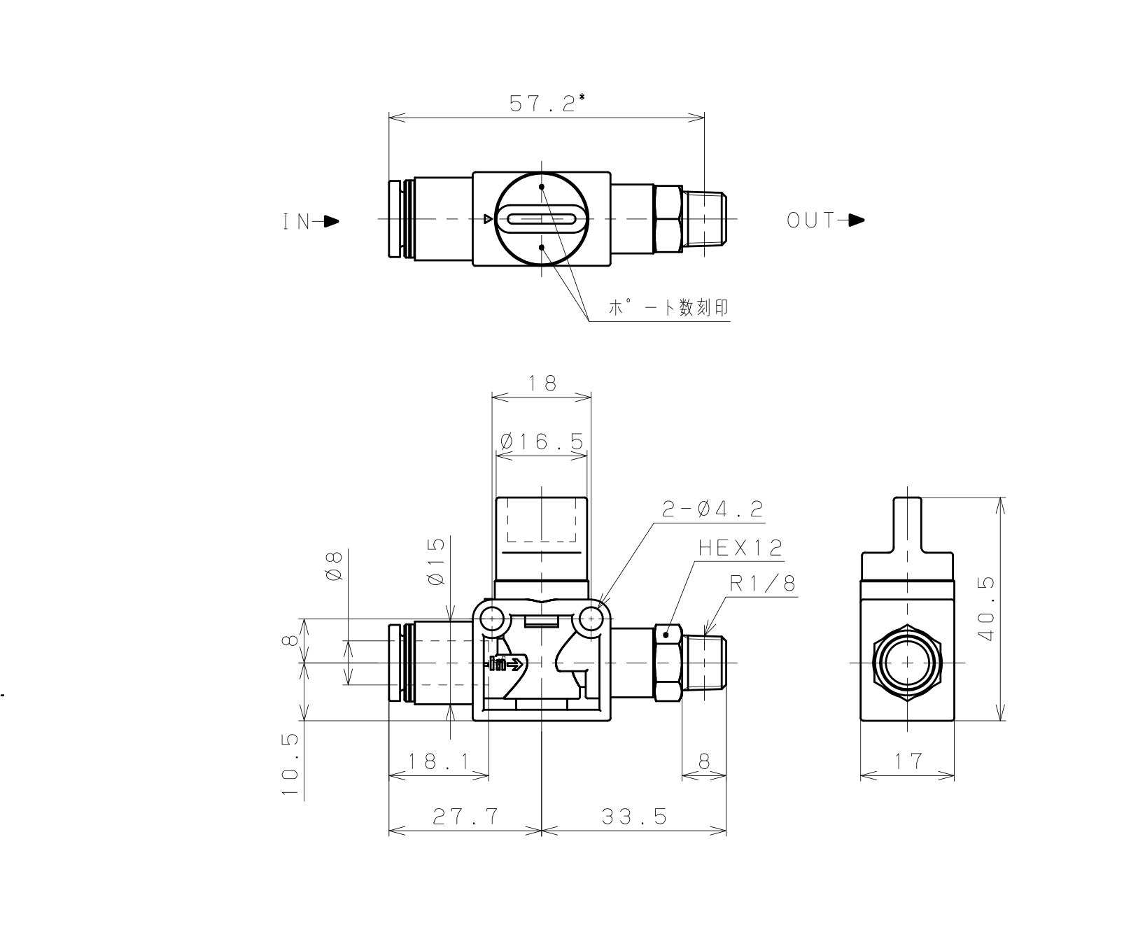 Van Tay Khí Nén Pisco HV8-01W_drawing