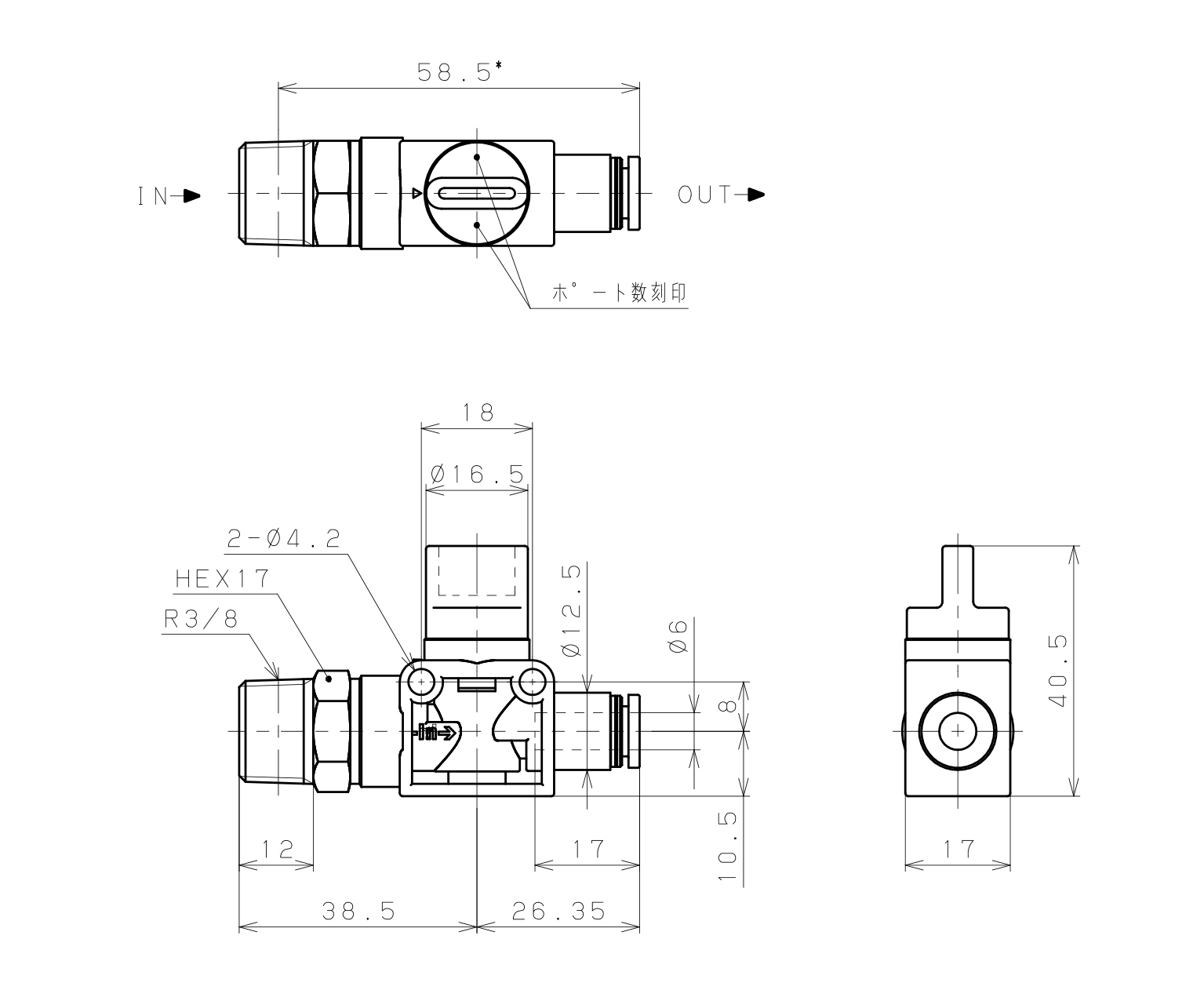 Van Tay Khí Nén Pisco HV03-6-2_drawing