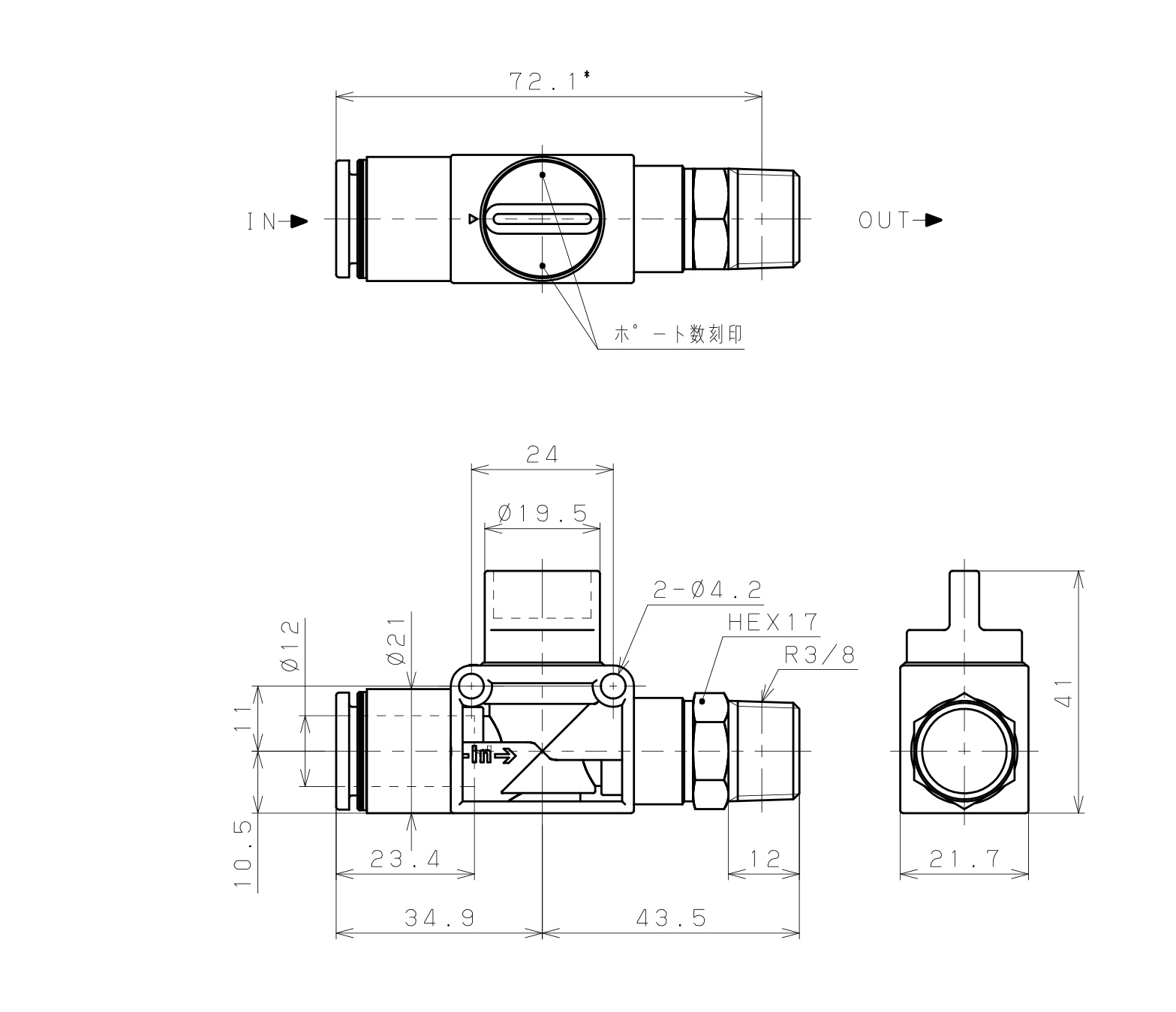 Van Tay Khí Nén Pisco HV12-03-2W_drawing