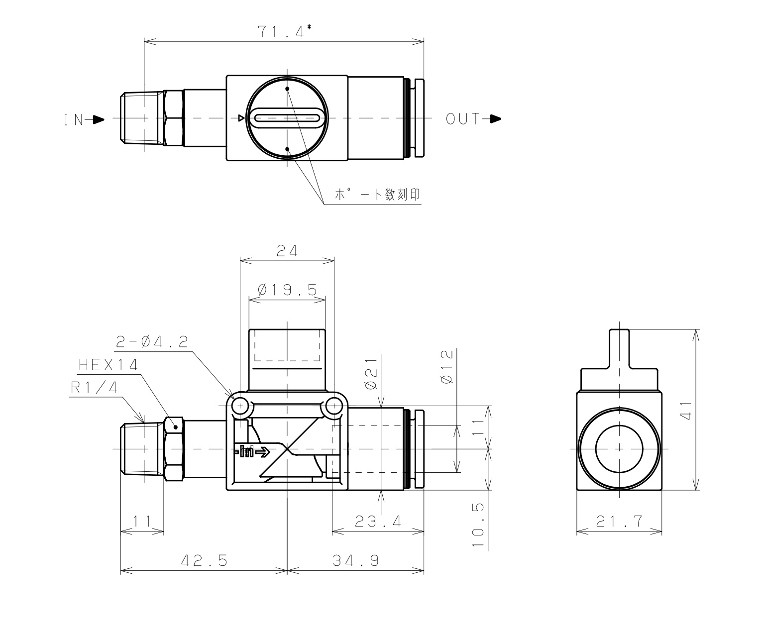 Van Tay Khí Nén Pisco HV02-12-2W_drawing