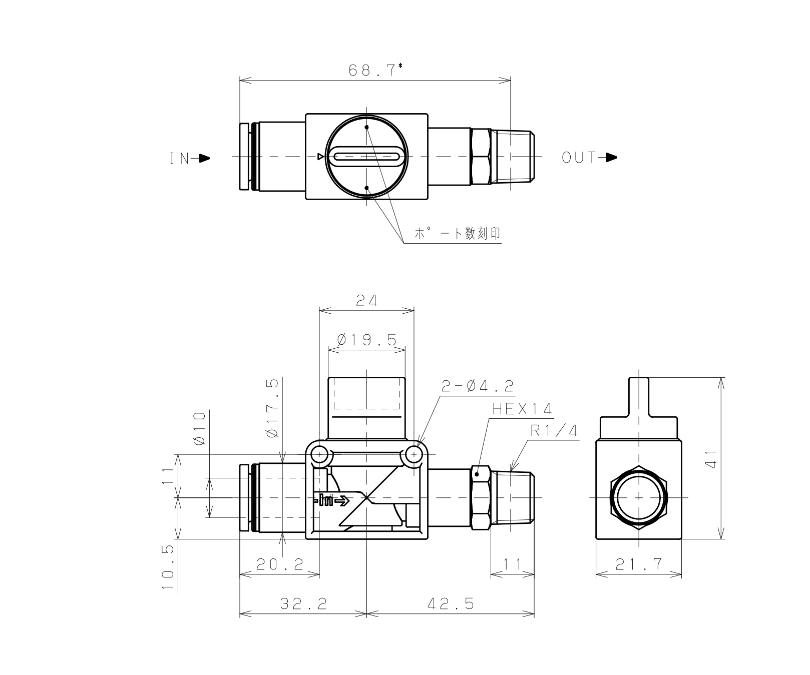 Van Tay Khí Nén Pisco HV10-02-2_drawing