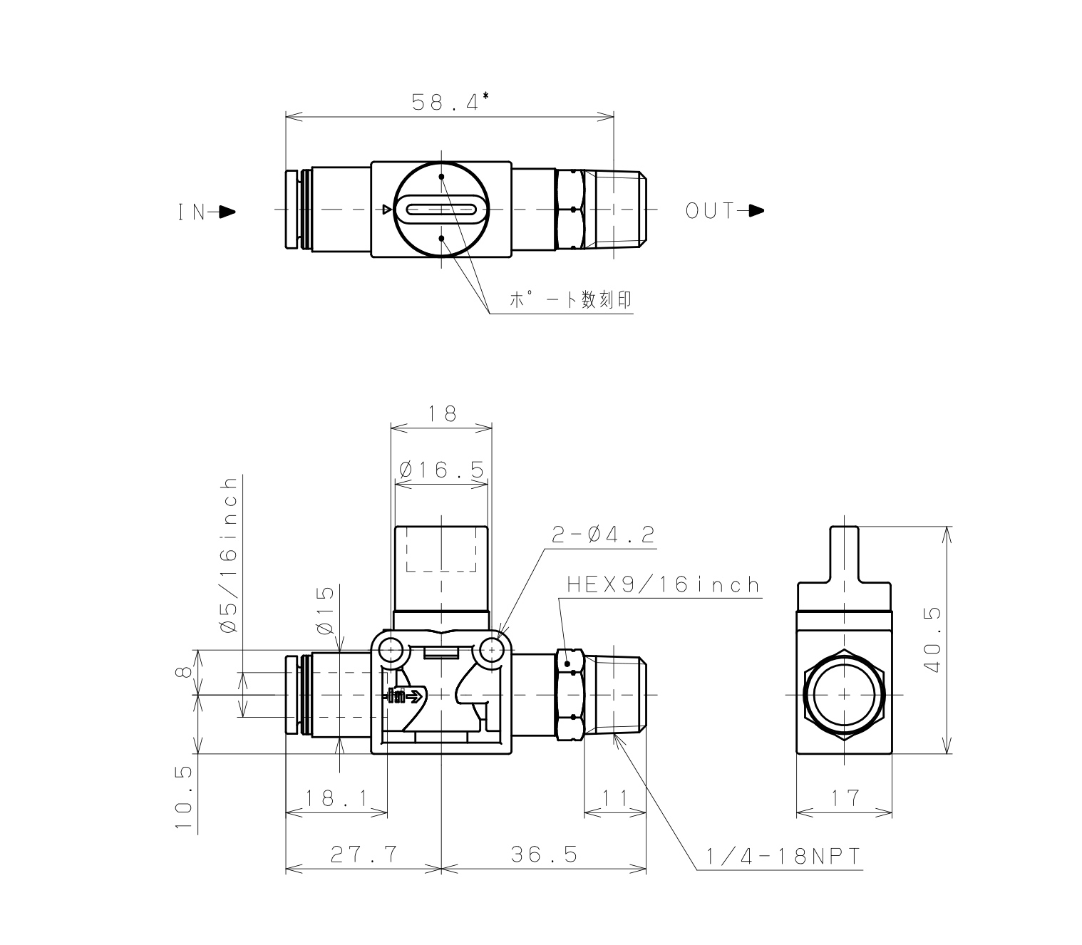 Van Tay Khí Nén Pisco HV5/16-N2-2U_drawing