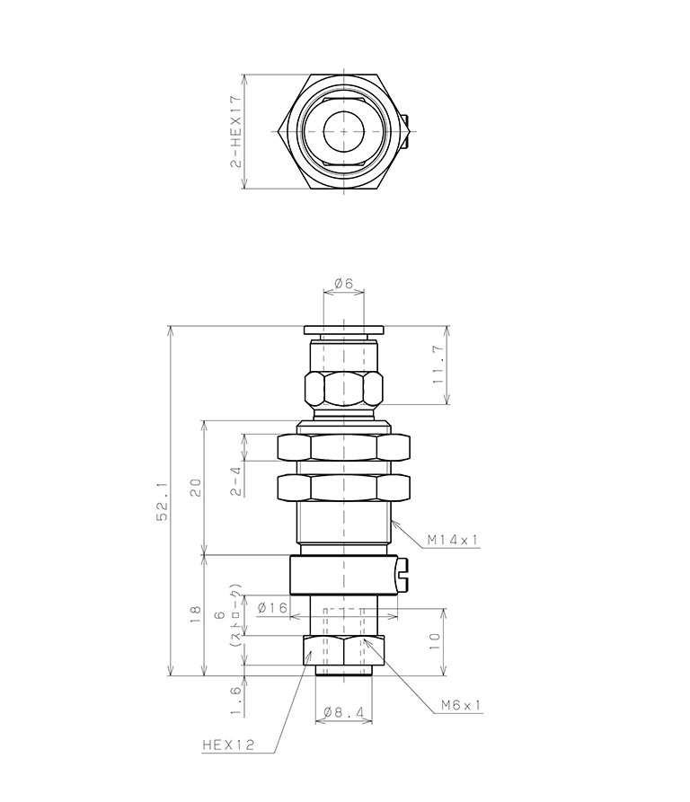 Bộ Nấm Hút Chân Không Và Giá Đỡ, Fluoro,  O.D 40 mm, Pisco VPC40-6KF-6J_drawing
