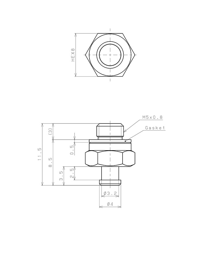 Bộ Nấm Hút Chân Không Và Giá Đỡ, Nitrile,  O.D 10 mm, Pisco VPE10PN-M5_drawing