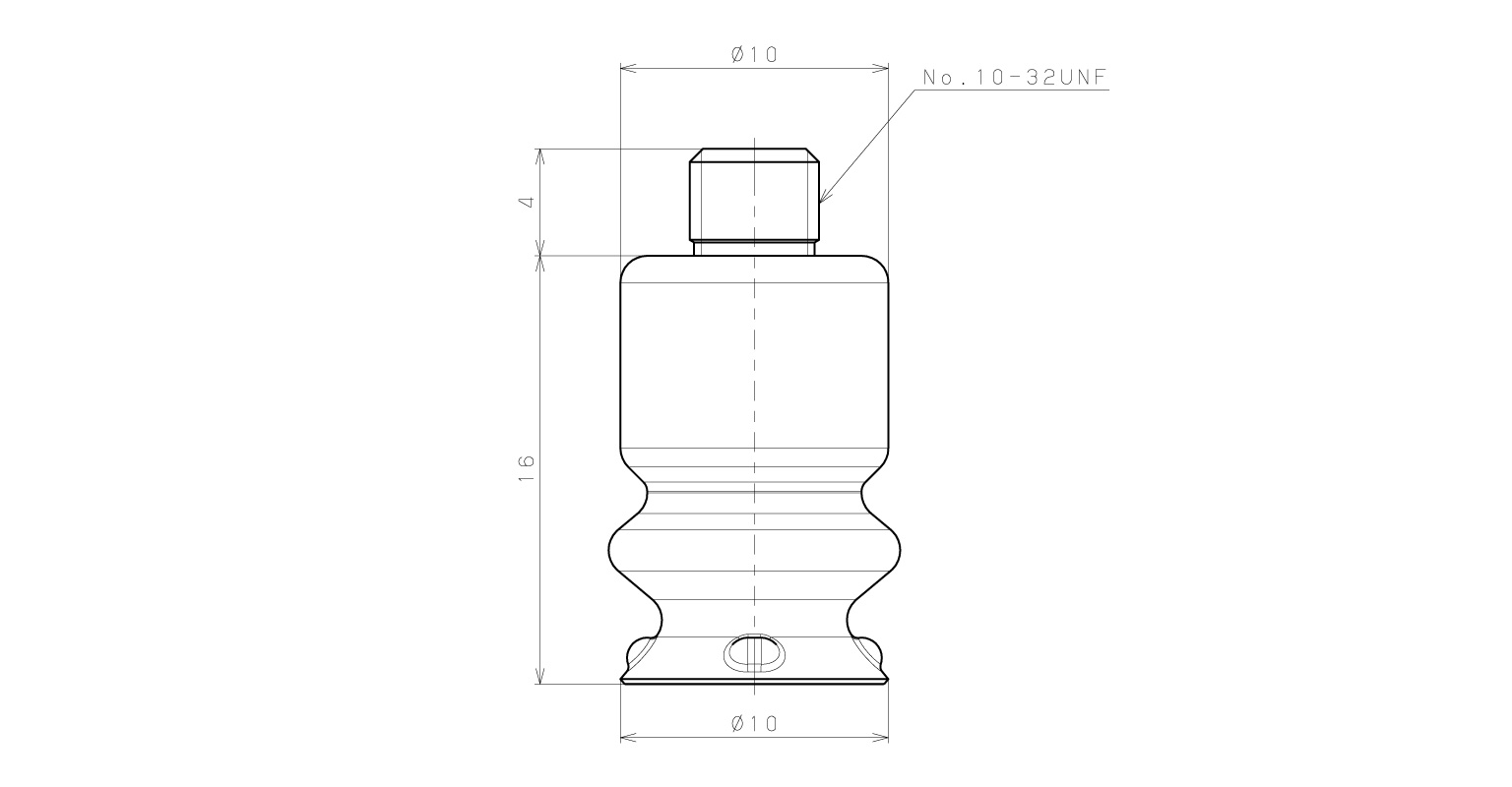 Bộ Nấm Hút Chân Không Có Vít Ren, Silicone Chứa Bột Inox, O.D 10 mm, Pisco VP10BEMSS5-U10_drawing