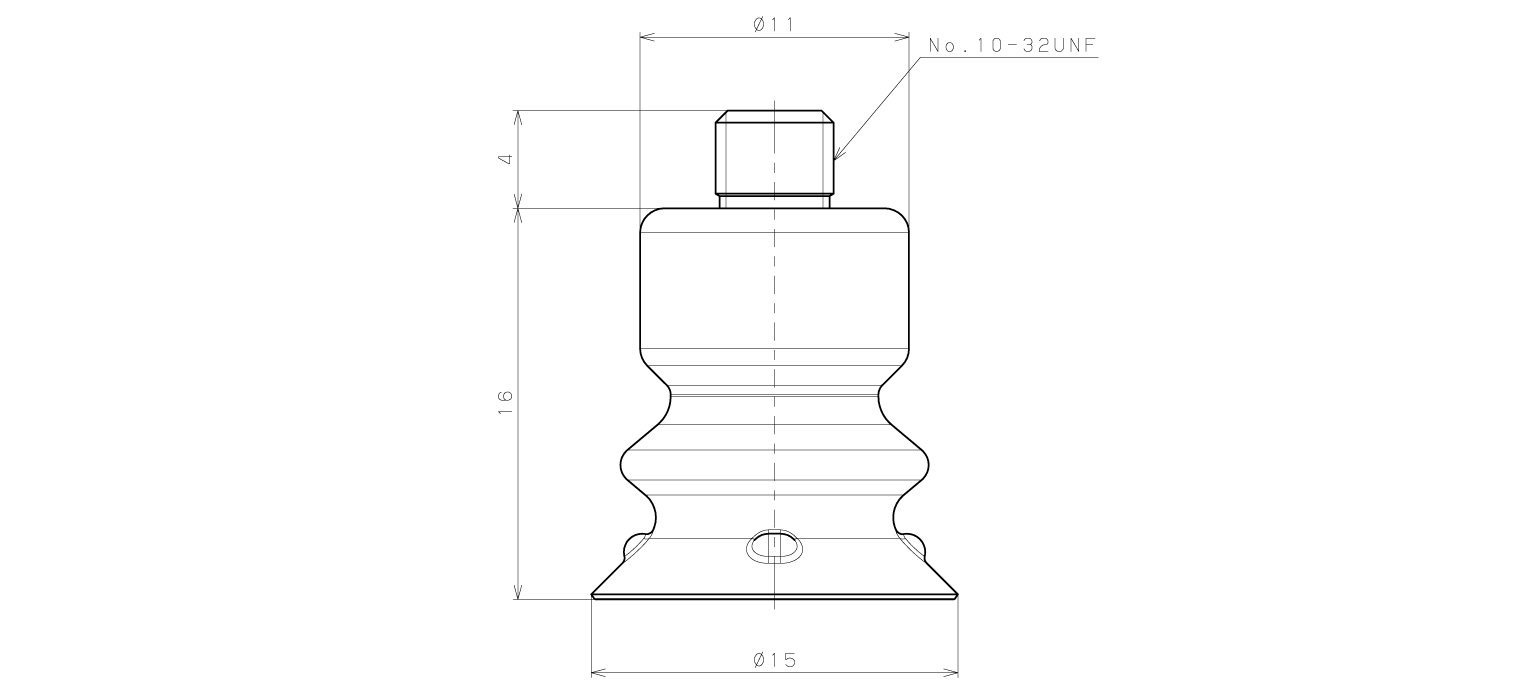 Bộ Nấm Hút Chân Không Có Vít Ren, Silicone Chứa Bột Inox, O.D 15 mm, Pisco VP15BEMSS5-U10_drawing