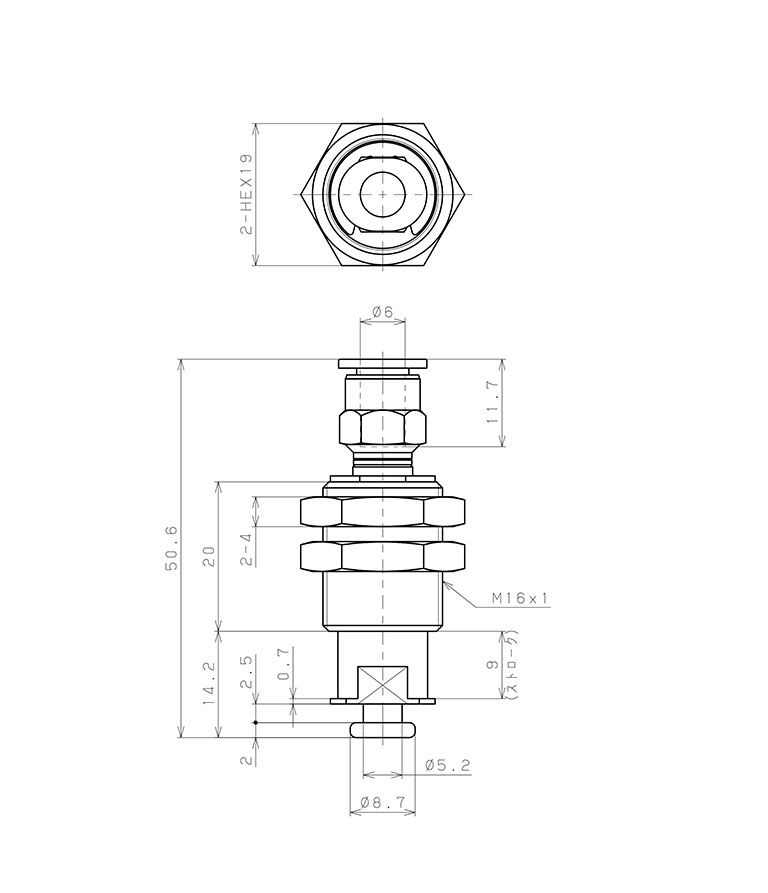 Bộ Nấm Hút Chân Không Và Giá Đỡ, Silicone, O.D 15 mm, Pisco VPHC15-9LS-6J_drawing