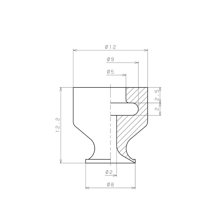 Đầu Nấm Hút Chân Không, Silicone, O.D 8 mm, Pisco VP8LS_drawing