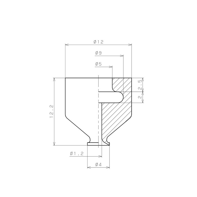 Đầu Nấm Hút Chân Không, Fluoro Silicone, O.D 4 mm, Pisco VP4LFS_drawing