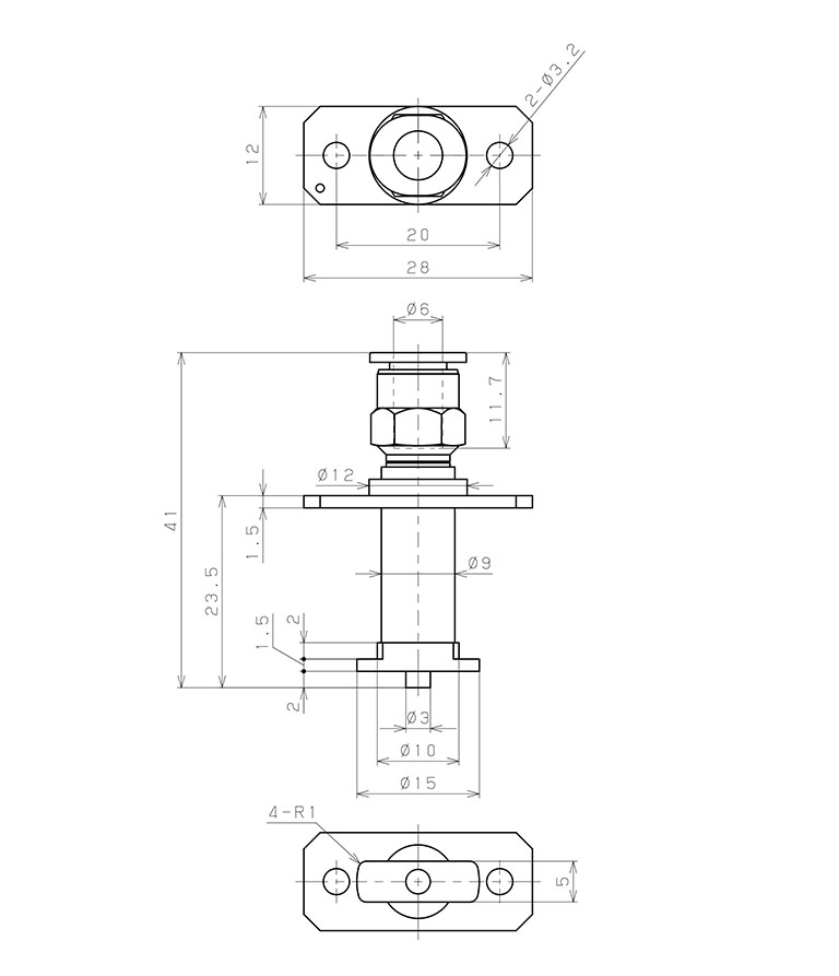 Bộ Nấm Hút Chân Không Hình Oval Và Giá Đỡ, Nitrile,  O.D 8x30 mm, Pisco VPAE8x30EN-6J_drawing