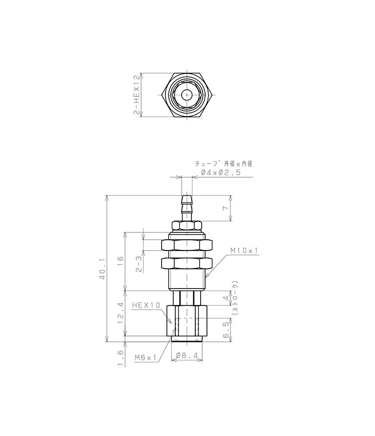 Bộ Nấm Hút Chân Không Hình Oval Và Giá Đỡ, Silicone,  O.D 4x10 mm, Pisco VPMC4x10-4ES-4B_drawing