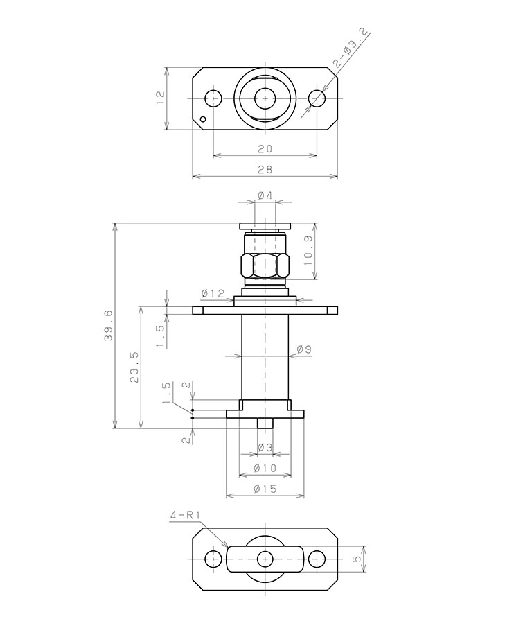 Bộ Nấm Hút Chân Không Hình Oval Và Giá Đỡ, Butadien Dẫn Điện (Điện Trở Thấp),  O.D 4x30 mm, Pisco VPAE4x30EE-4J_drawing