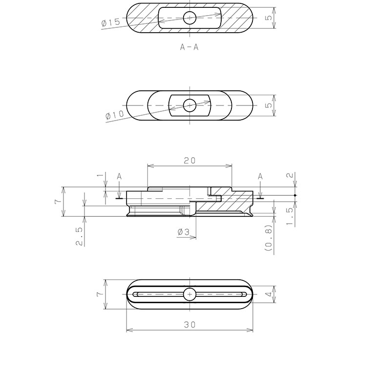Đầu Nấm Hút Chân Không Hình Oval Bầu Dục, HNBR,  O.D , Pisco VP4x30EHN_drawing