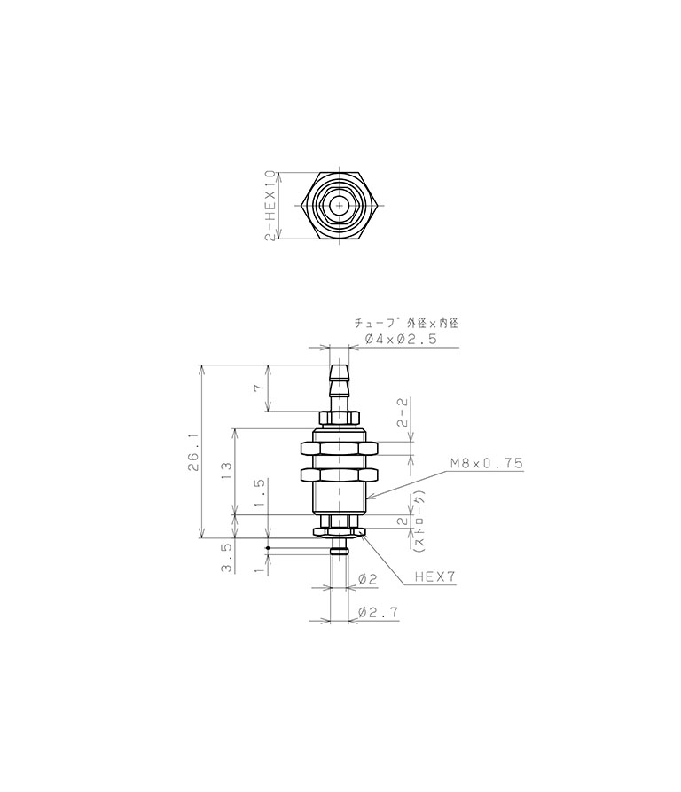 Bộ Nấm Hút Chân Không Và Giá Đỡ, Silicone Dẫn Điện, O.D 3 mm, Pisco VPMC3-2RMSE-4B_drawing