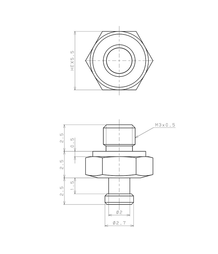 Bộ Nấm Hút Chân Không Và Giá Đỡ, Silicone, O.D 1.5 mm, Pisco VPME1.5RMS-M3_drawing